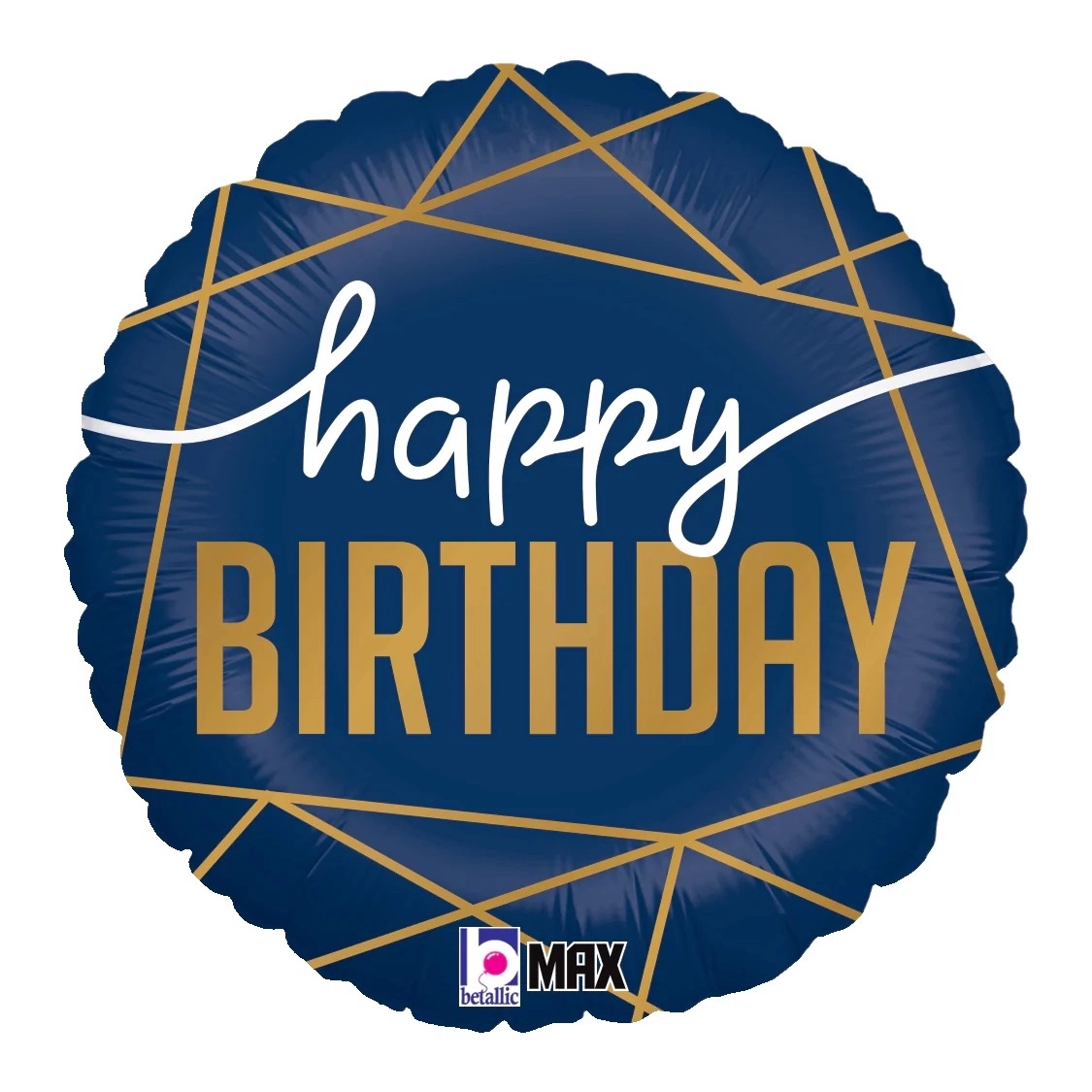 Gold-Blue Happy Birthday Balloon