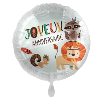 Round foil balloon with animals “Joyeux anniversaire”