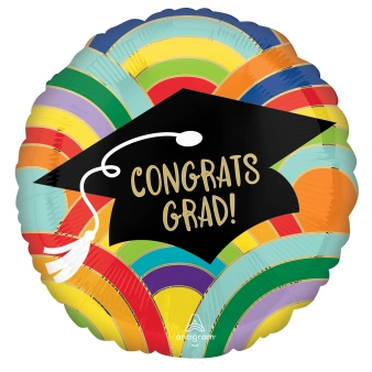Rainbow round balloon “Congrats Grad”