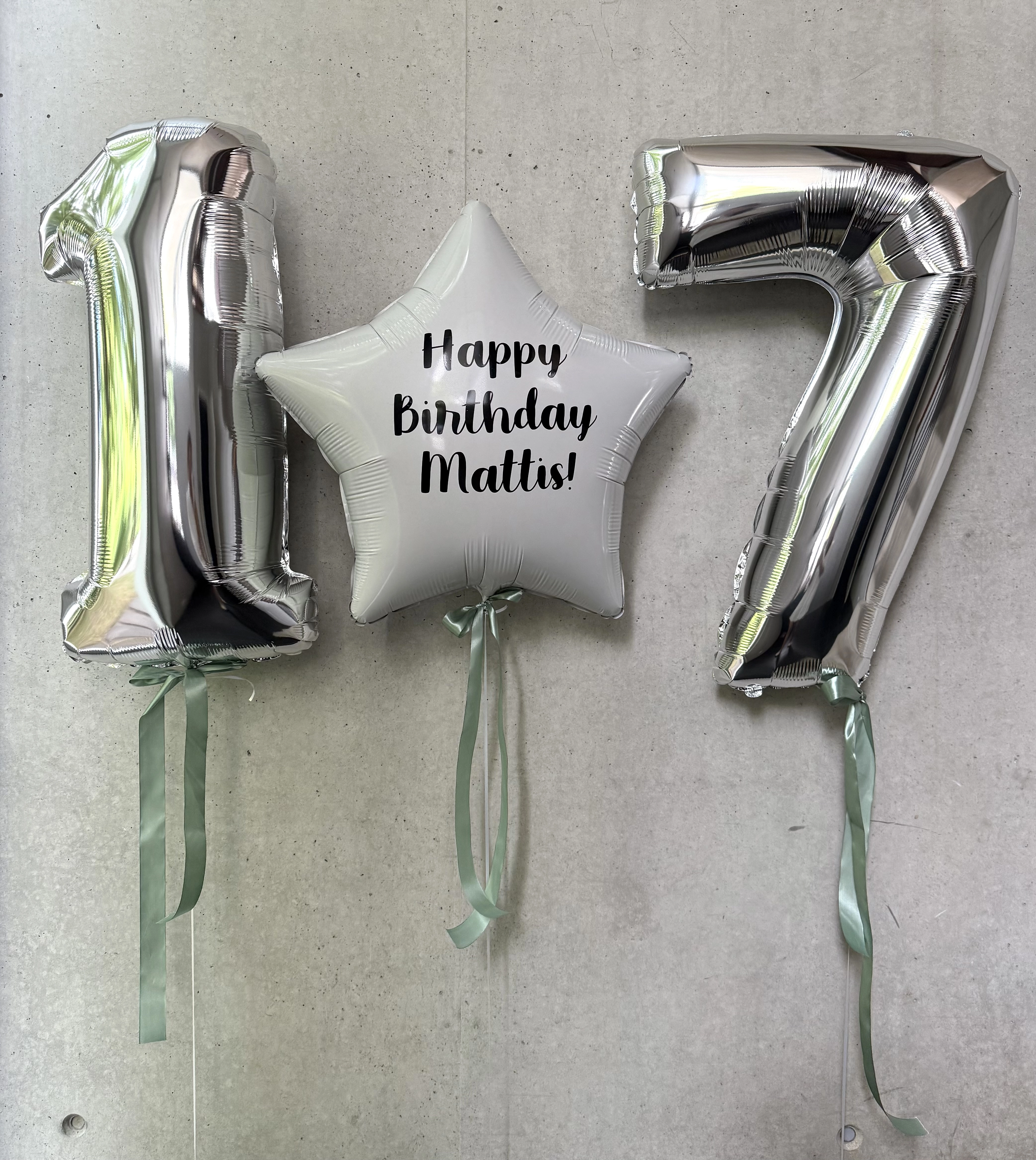 Balloon set with 2 numbers and personalized balloon 