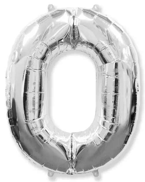 Large foil balloon number "0" - Silver