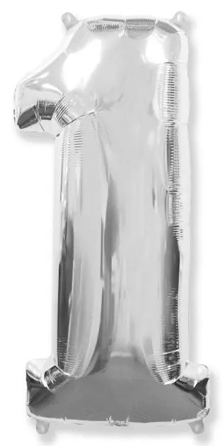 Large foil balloon number "1" - Silver