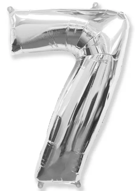 Large foil balloon number "7" - Silver