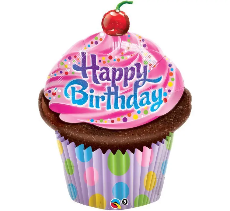 Happy Birthday Cupcake Balloon