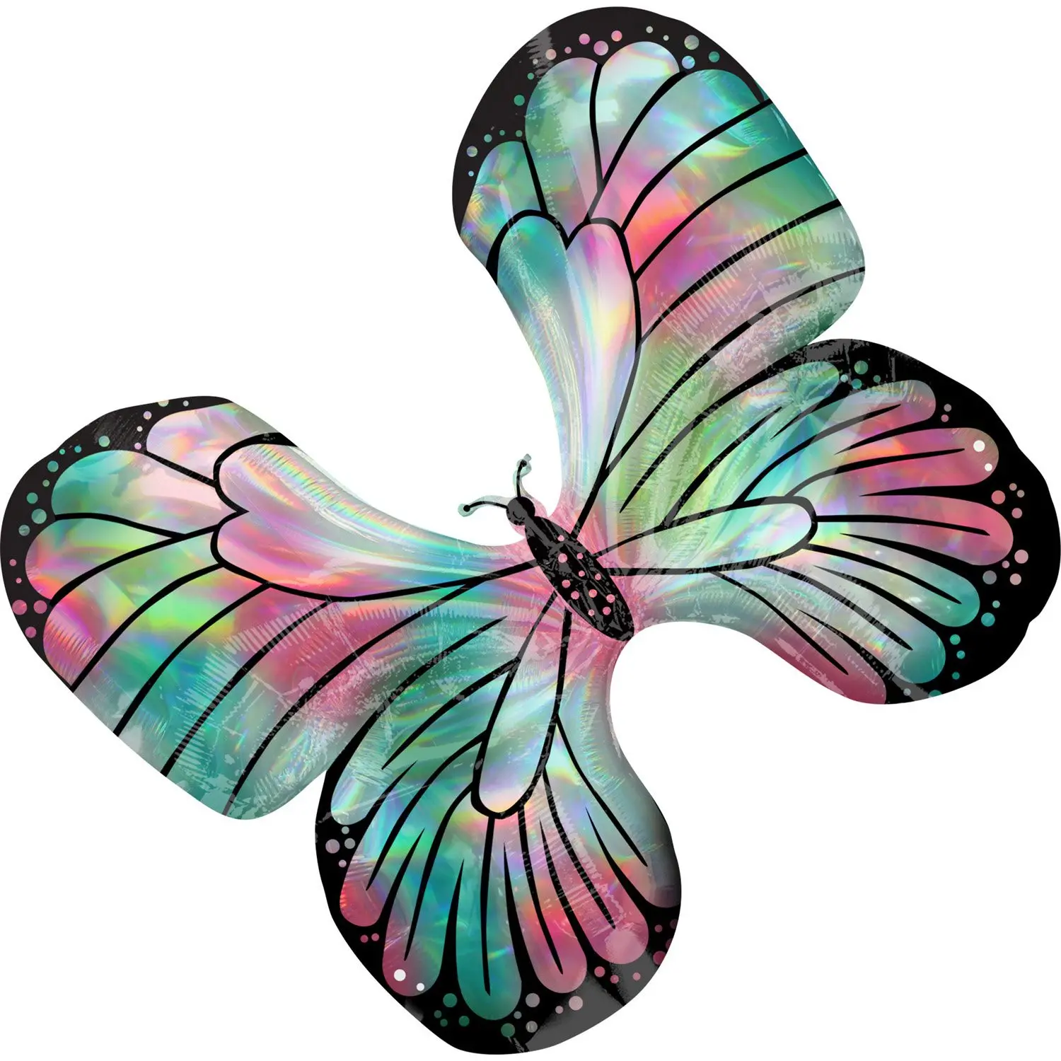 Holographic Teal&Pink Butterfly Balloon