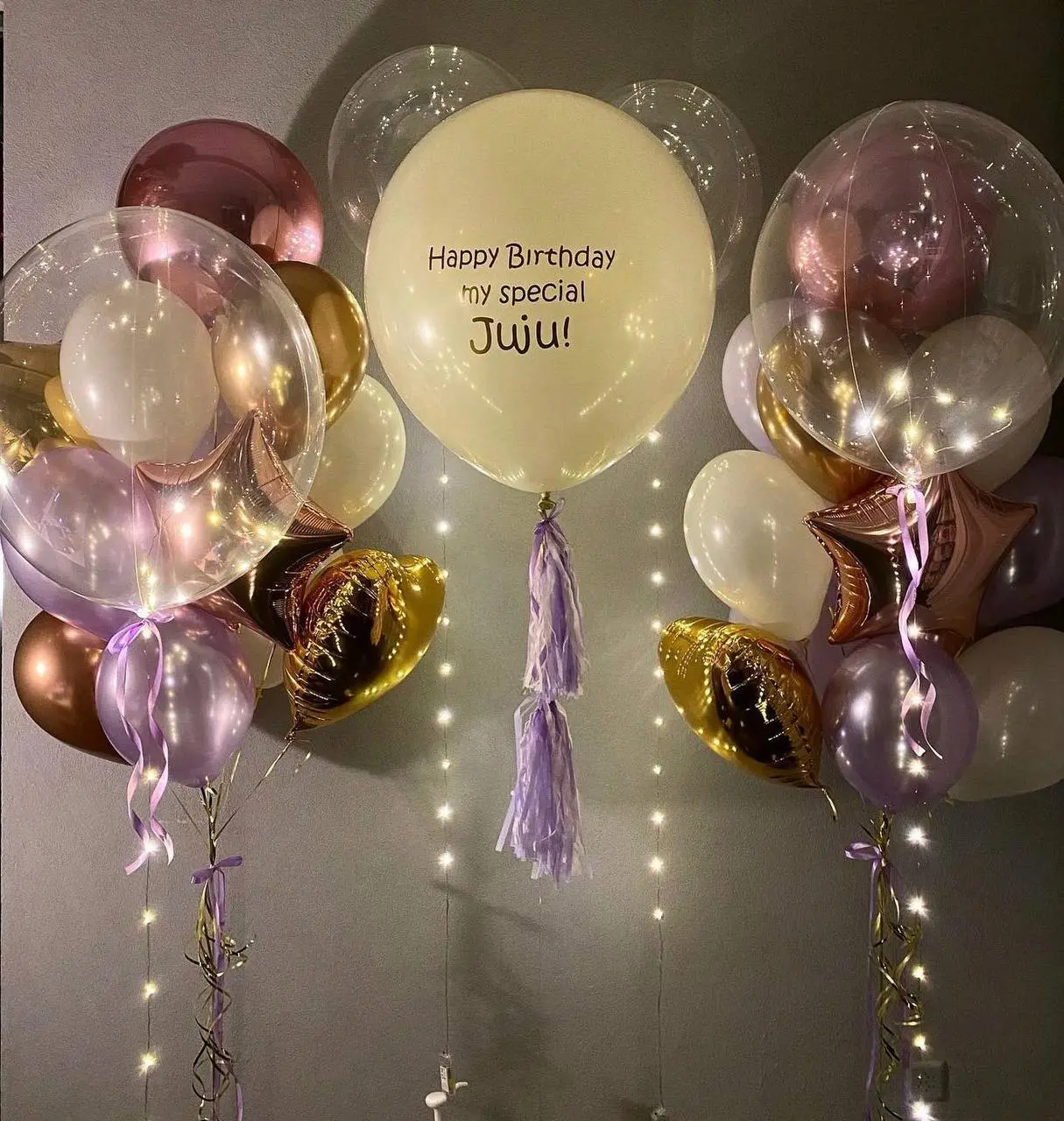 Personalized balloon arrangement with LED balloons «Nicole»