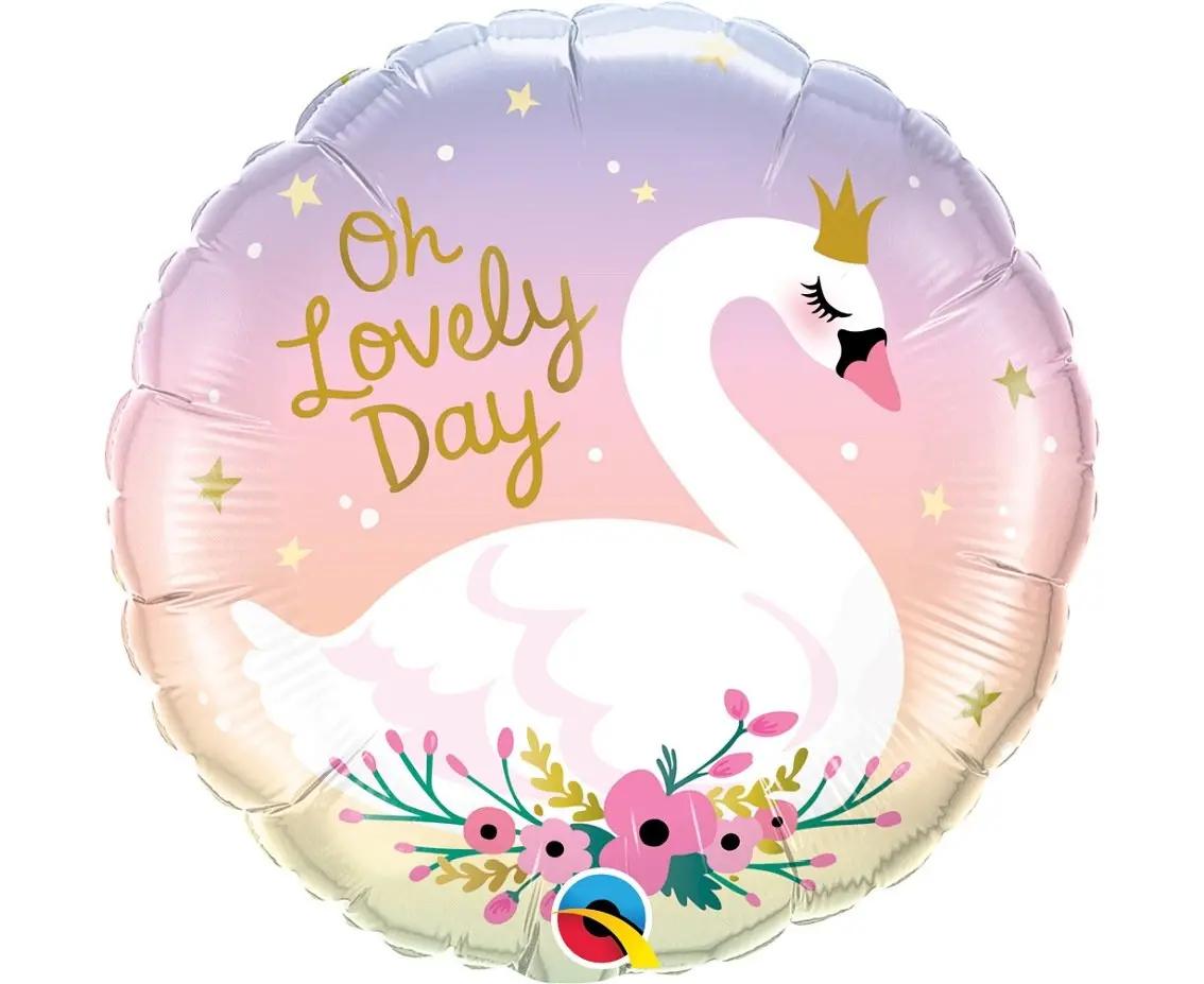 Round Swan Balloon "Oh Lovely Day"